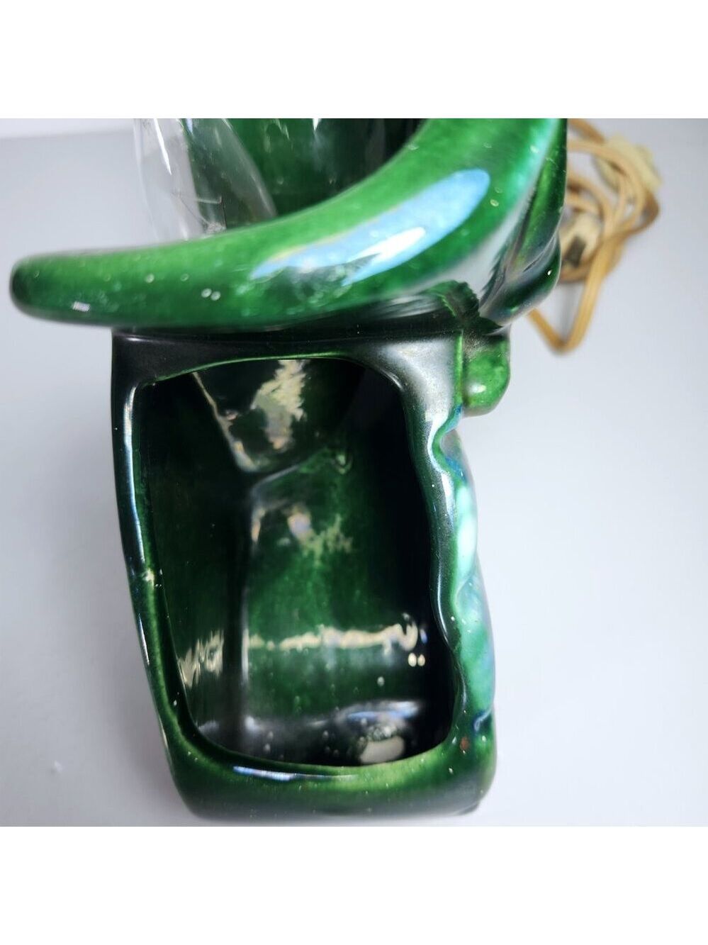 Vintage Ceramic Planter Lamp – Leaping Deer – Mid Century Green Glaze - Picture 11 of 15